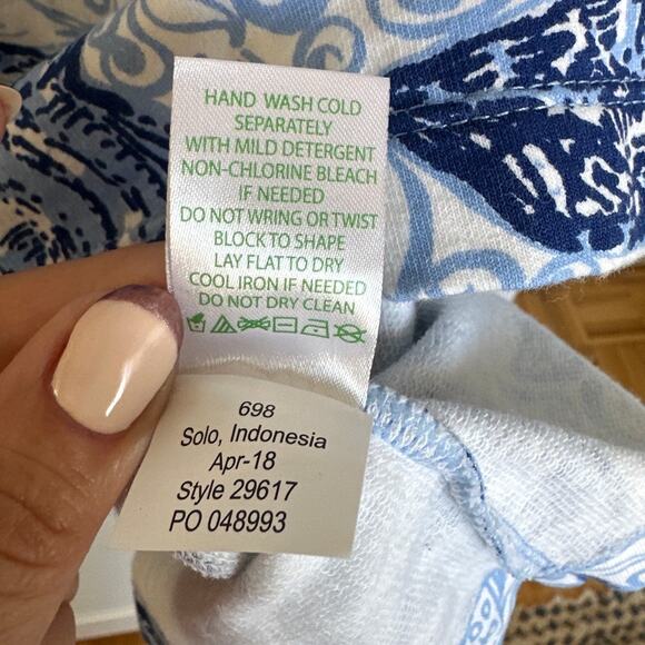 Lilly Pulitzer Girls Mini Harper Shift Dress Blue Seashell Print, Size XL, EUC - Picture 4 of 6